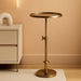 Engles Traditional Adjustable-Height Pedestal Drink Table, 10 X 10 X 30, Polished Brass, Vintage round Living Room Pedestal Table for Indoor Plant Stand with Protective Tabletop Lip