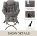 Dark Grey Velveteen Upholstered Ottoman Lounge Chair