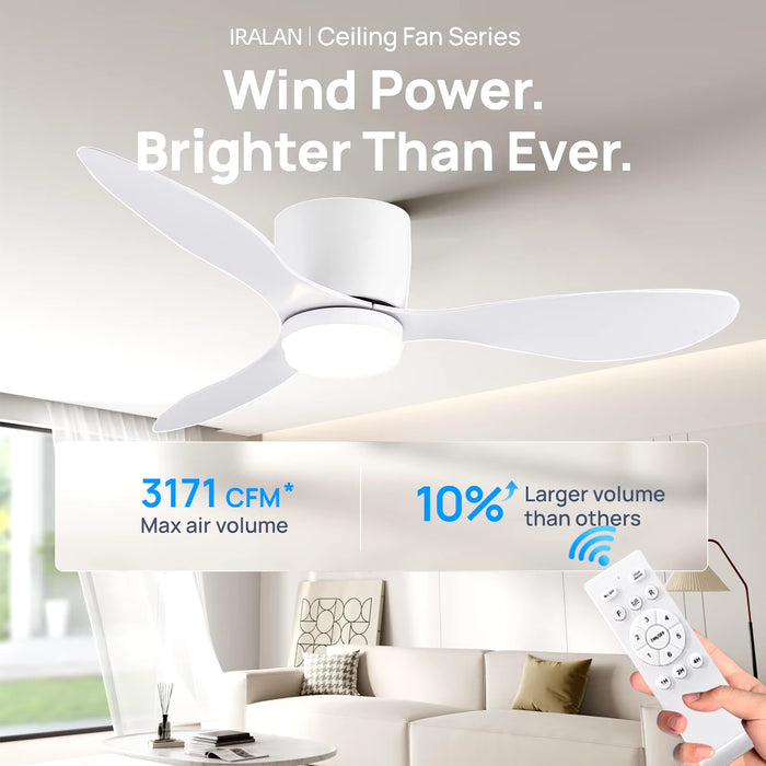 Modern Ceiling Fan with LED Light DC Motor Large Air Volume Remote Control for Kitchen Bedroom Dining Room Patio