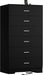 48" Tall Dresser for Bedroom Chest of Drawers with Power Outlets Wood 6 Drawers Dresser with Large Storage Space and Metal Handles Modern Closet Storage Drawer for Living Room Hallway Black