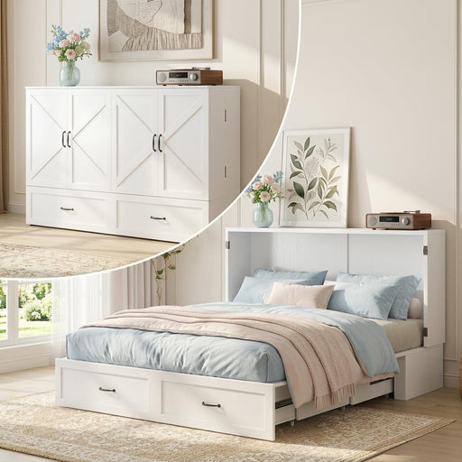 Queen Murphy Bed Cabinet With Integrated USBCharge