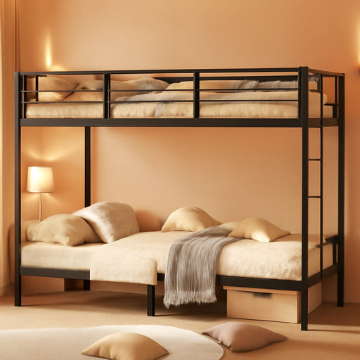Black Twin Over Twin ReinforcedSteelFrame Bunk Bed