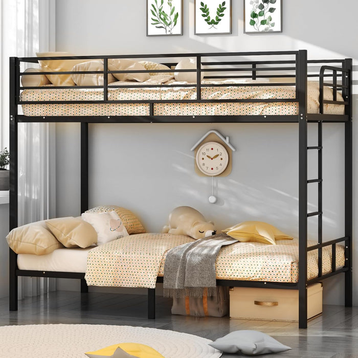 Black Twin Over Twin ReinforcedSteelFrame Bunk Bed