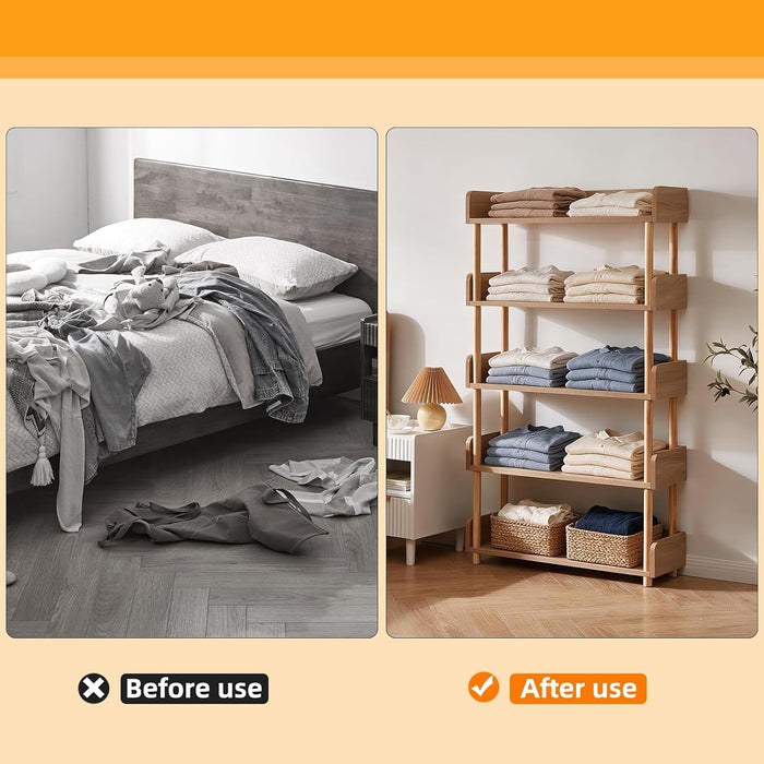 5 Tier Bookshelf, Free Standing Wooden Bookcase with Open Storage Shelves, Sturdy Shelf Organization Display Rack for Living Room, Bedroom, Home Office, Oak Color YD-BC006R