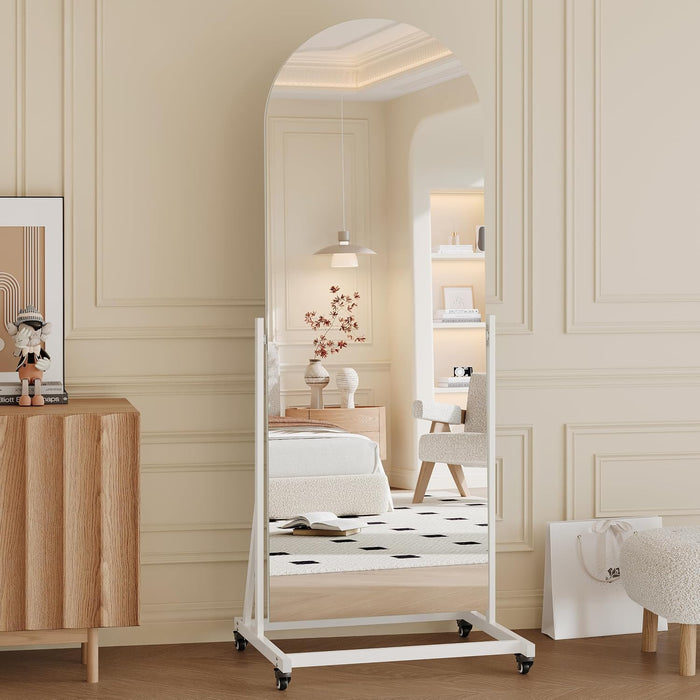 71"X24" Arched Full Length Rolling Mirror on Wheels