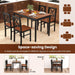 5-Piece Mid-Century Modern Dining Table Set for 4, Wooden Kitchen Table and Chairs, Compact Rubber Wood Dining Room Set for Small Spaces, Kitchen & Living Room