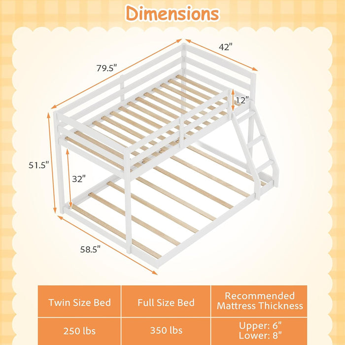 Durable Engineered Twin Over Full Bunk BedFrameSystem