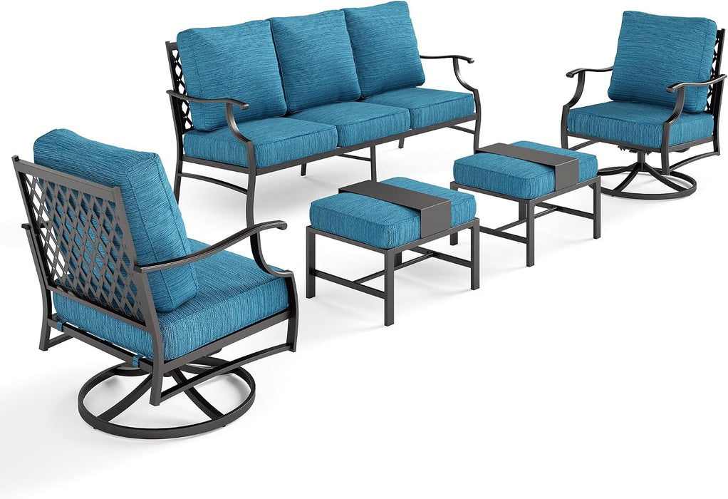 5-Piece Metal Outdoor Conversation Set, 7 Seats