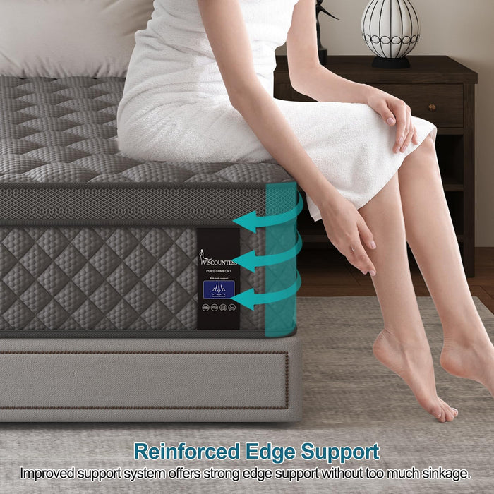 Full Gray 14Inch Premium MediumFirm Hybrid Mattress