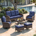 Patio Furniture Set 2 High-Back Swivel Chairs Conversation Set