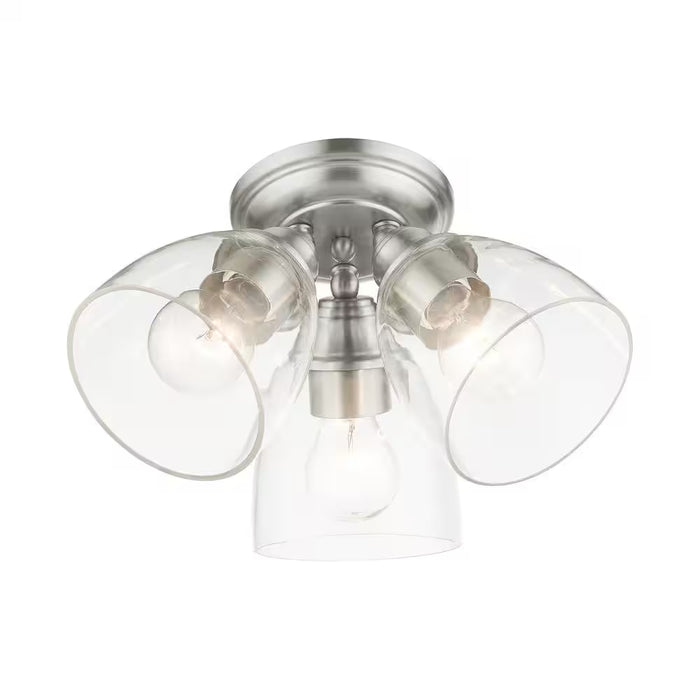 Grandview 3 Light Brushed Nickel Flush Mount