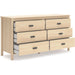 Light Brown Dresser with 6 Drawers