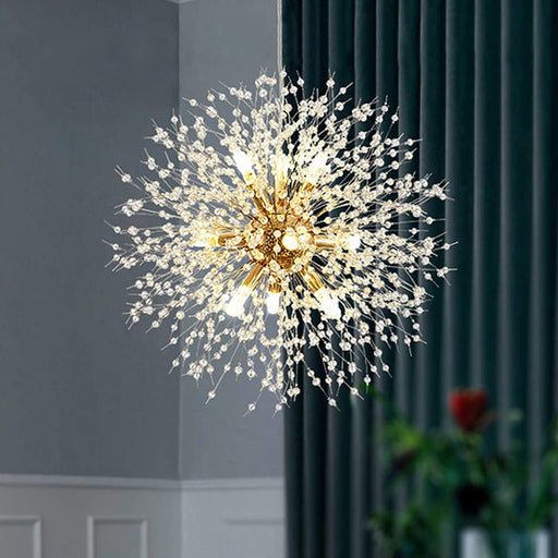 Gold Nine Light Crystal Chandelier Pendant Lighting