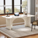 Modern White Desk, Large Minimalist Executive Office Computer Desk Writing Study Makeup Vanity Table Workstation with Arch Design Legs, 63 X 31.5 Inch