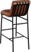 846Cognac-C Burke Collection Modern | Contemporary Bar Stool with Soft Cognac Vegan Leather, Matte Black Metal Frame, White Oak Veneer Metal Dowel, 18" W X 24" D X 40.5" H, Cognac