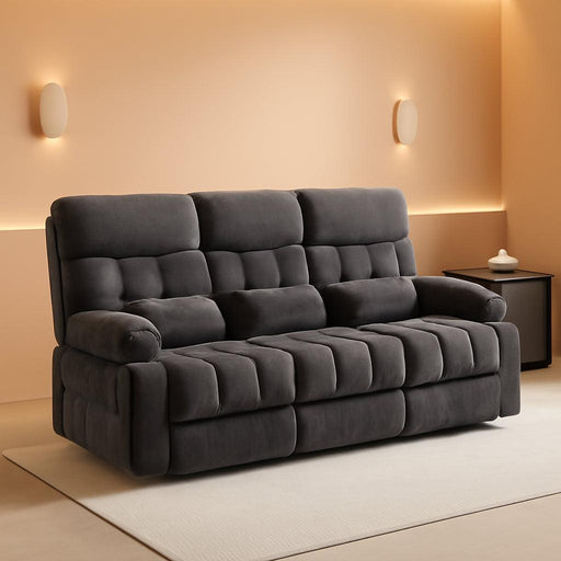 Reclining Sofa with Cup Holders for Living Room 3 Seat Manual Sofa Recliner with Side Pocket