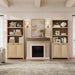 71" Tall Bookcase 5 Tier Rattan Bookshelf with Doors for Library | Farmhouse Storage Book Shelf with Adjustable Shelves Large Book Case Bookshelves for Living Room Home Office Bedroom Kitchen