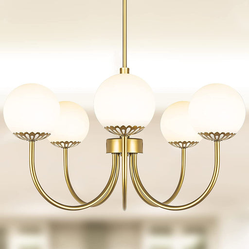 Gold Sputnik Chandelier Pendant Light Frosted Glass
