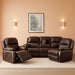 Manual Leather Recliner Sofa Set for Living Room Furniture Set,Leather Recliner Couch Set for Home/Office,Leather Reclining Sofa Set for 3-Pieces(Sofa+Loveseat+Chair) Brown