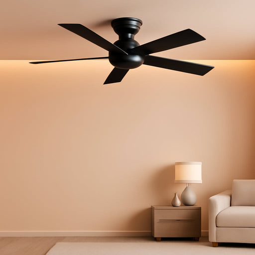 Black 48 Inch Modern Flush Ceiling Fan