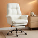 Executive Office Chair, PU Leather Ergonomic Office Desk Chair with Footrest, Reclining and Swivel Chair, White