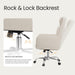 Cocoon Modern Executive High Back Home Office Chair, Upholstered Desk Chair with Wheels, Vanity Chair with Head and Lumbar Support, Armrest (Beige)