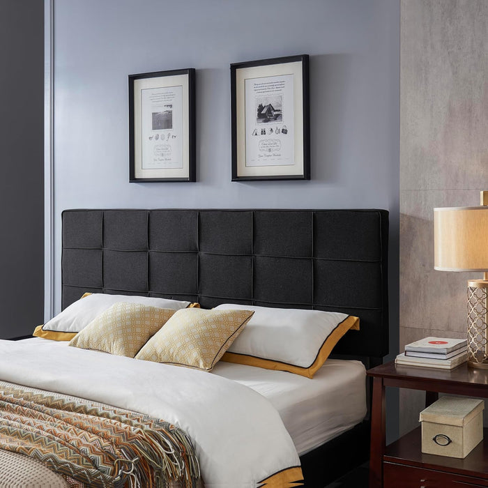 King Size Upholstered Headboard with Tufted Waffle Stitching Design, Adjustable Height, Modern Style, Perfect for Bedroom (Black)