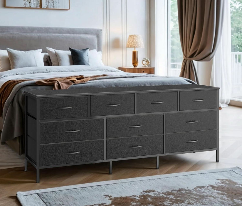 63 Inch TV Stand Dresser With 10 Fabric Drawers Black ShipItFurniture 63 Inch TV Stand Dresser With 10 Fabric Drawers Black ShipItFurniture