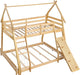 TwoTier Overhead Queen SolidWood Bunk Bed ClimbingNets