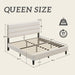 Queen Bed Frame, Platform Bed Frame with Velvet Upholstered Headboard, No Box Spring Needed, Sturdy Metal Support, Noise Free, Easy Assembly, Modern Bedroom Furniture, Beige