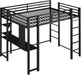 Loft Bed Full Size with Desk and Storage Shelves, Frame with 2 Side Ladders for Kids, Teens Adults, Spcace-Saving Noise-Free and Anti-Tilt Design, Black
