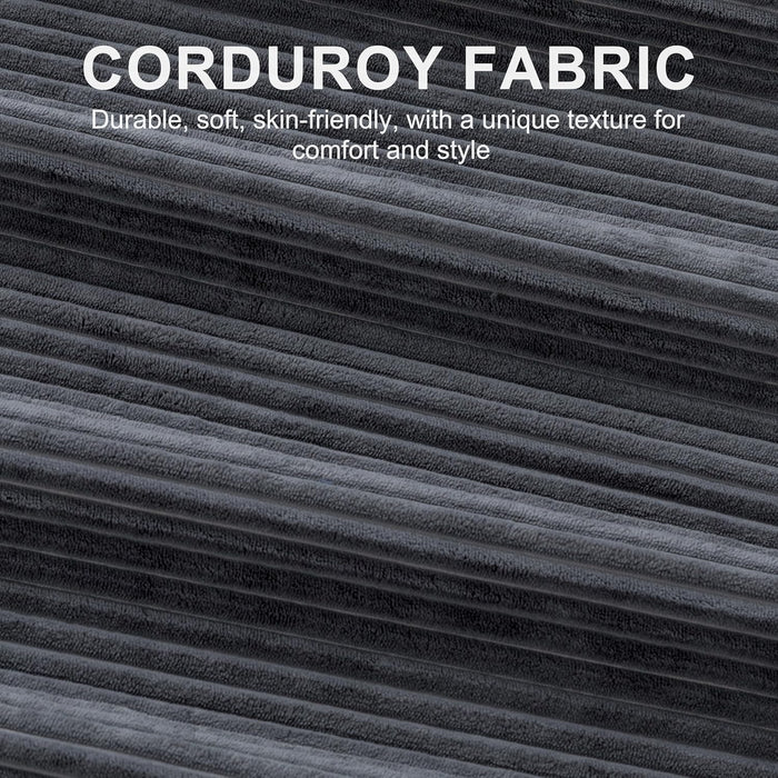 Dark Grey Corduroy Sleeper Sofa With HiddenStorage
