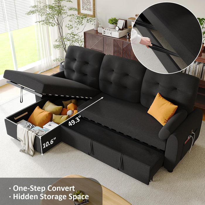86Inch Convertible Sleeper Sectional With USB Ports
