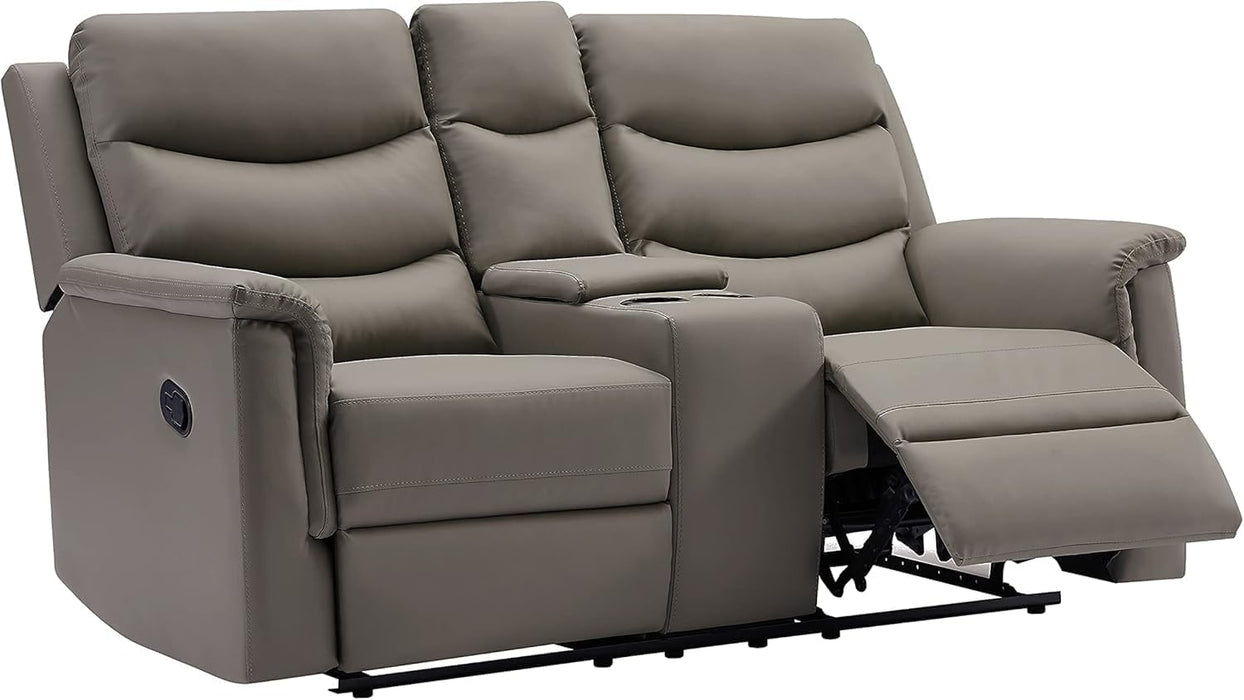 Gray Faux Leather Loveseat with Recliners