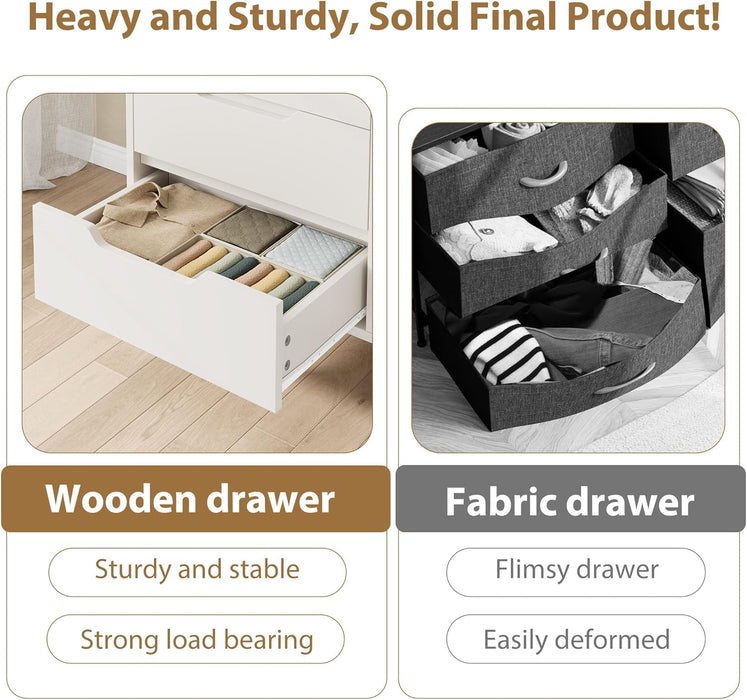 6 Dresser for Bedroom, 47.2 in Wide Dresser, Freestanding Vertical Drawer Cabinet with Storage, Wooden Closet Storage Chest for Living Room, Hallway, Entryway