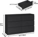 Modern 6 Large Storage Drawers Dresser for Clothes Organizer, Black Modern Chest of Drawers for Closet, 42.5" Long Drawer Organizer Cabinet for Bedroom, Living Room, Entryway, Hallway