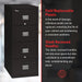 Patriot Vertical 4 Drawer Fire Rated File Cabinet, Black