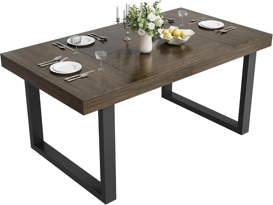 Farmhouse Dining Table 71", Rustic Kitchen Table for 6-8, Brown