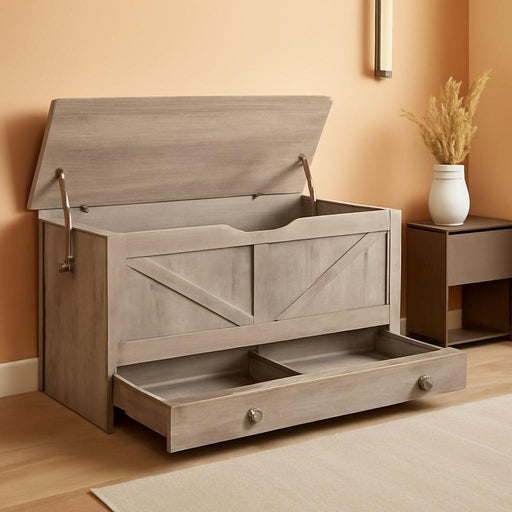 Greige PremiumQuality SolidWood Storage Bench Toy Chest