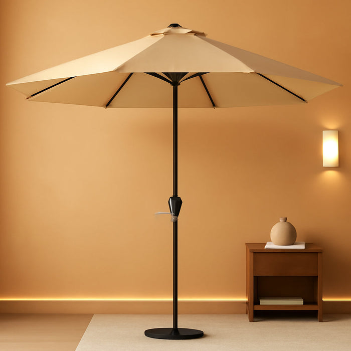 9FT Outdoor Patio Umbrella, Market & Table Umbrella with 6 Sturdy Ribs and Crank System, Fade-Resistant & Waterproof for Garden Backyard Poolside Deck