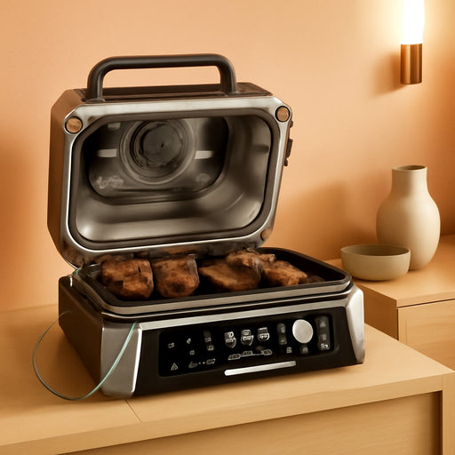 OG951 Woodfire Pro Connect Premium XL Outdoor Grill & Smoker, Bluetooth, App Enabled, 7-In-1 Master Grill, BBQ Smoker, Outdoor Air Fryer, Woodfire Technology, 2 Built-In Thermometers, Black