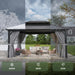 12Ft X 16Ft Hardtop Gazebo, Aluminum Metal Outdoor Gazebo with Breathable Netting and Curtains, Galvanized Steel Double Top, Permanent Patio Pavilion for Backyard, Wedding, Party