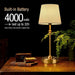 Cordless Table Lamp 4000mAh Stepless Dimmable Gold
