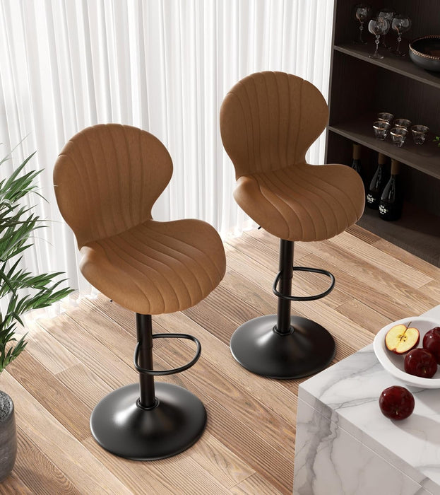 Bar Stools Set of 3 Modern Swivel Bar Chairs, Barstools Counter Height with High Backrest, Easy 3-5 Minute Assembly for Bar, Kitchen, Dining Room Brown