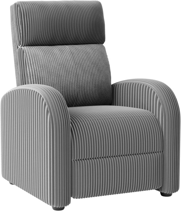 Recliner Chair Adjustable Home Theater Single Recliner Sofa Furniture with Thick Seat Cushion and Backrest Modern Living Room Recliners (Corduroy, Grey)