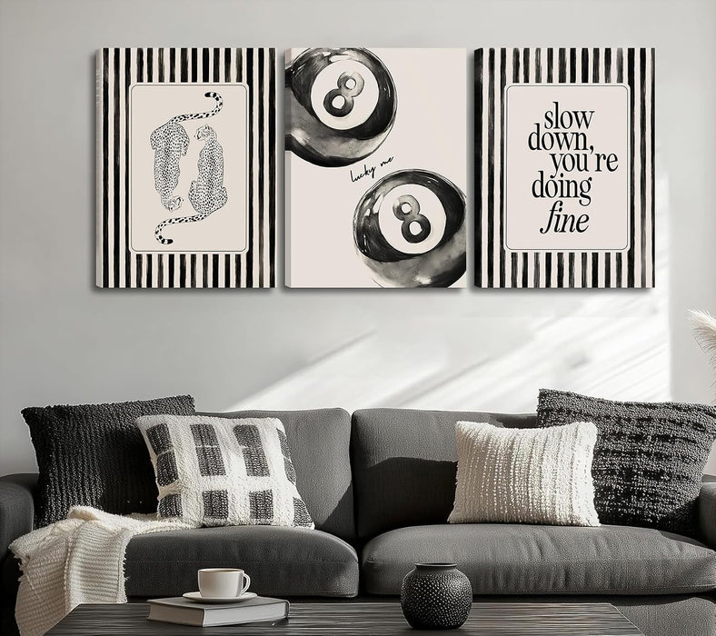 Cheetah BlackBeigeStripe Canvas Wall Art 16x24 Framed