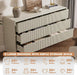 55" Wide Modern Curved 6 Drawer Dresser，Beige