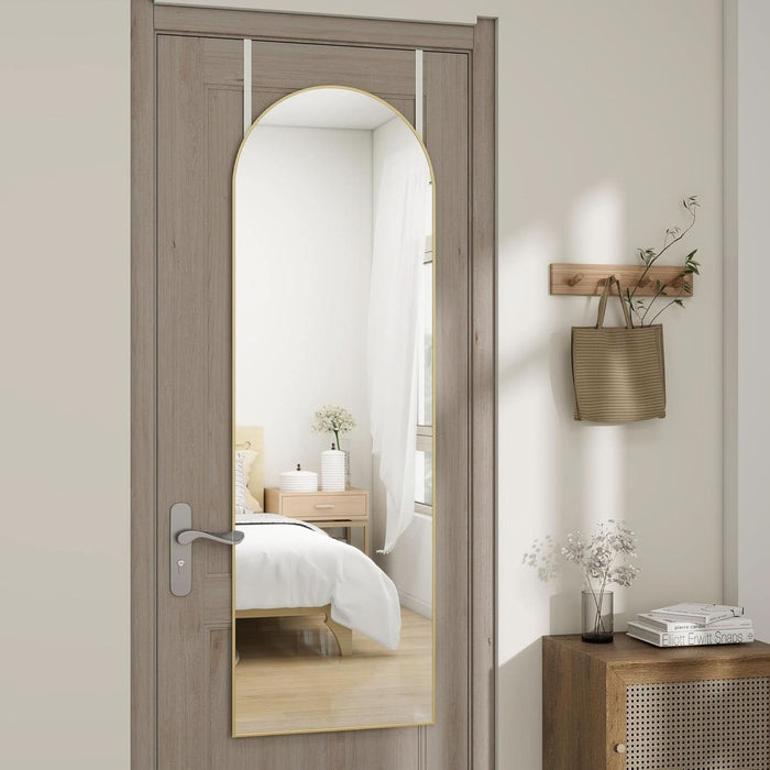 Door Mirror, Arched Full Length Mirrors over the Door, 14"X 48" Hanging or Wall Mirror, Full Body Mirrors, Gold