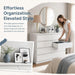 White 8 Drawer Dresser for Bedroom,Modern Deep Drawer Dresser,Wide Storage Chest of Drawer for Closet,Wood Storage Organizer Furniture for Living Room