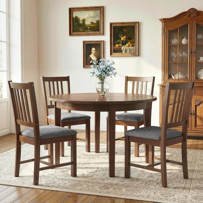 Wooden Dining Chairs Set of 2 with Slat Back, Farmhouse, Walnut